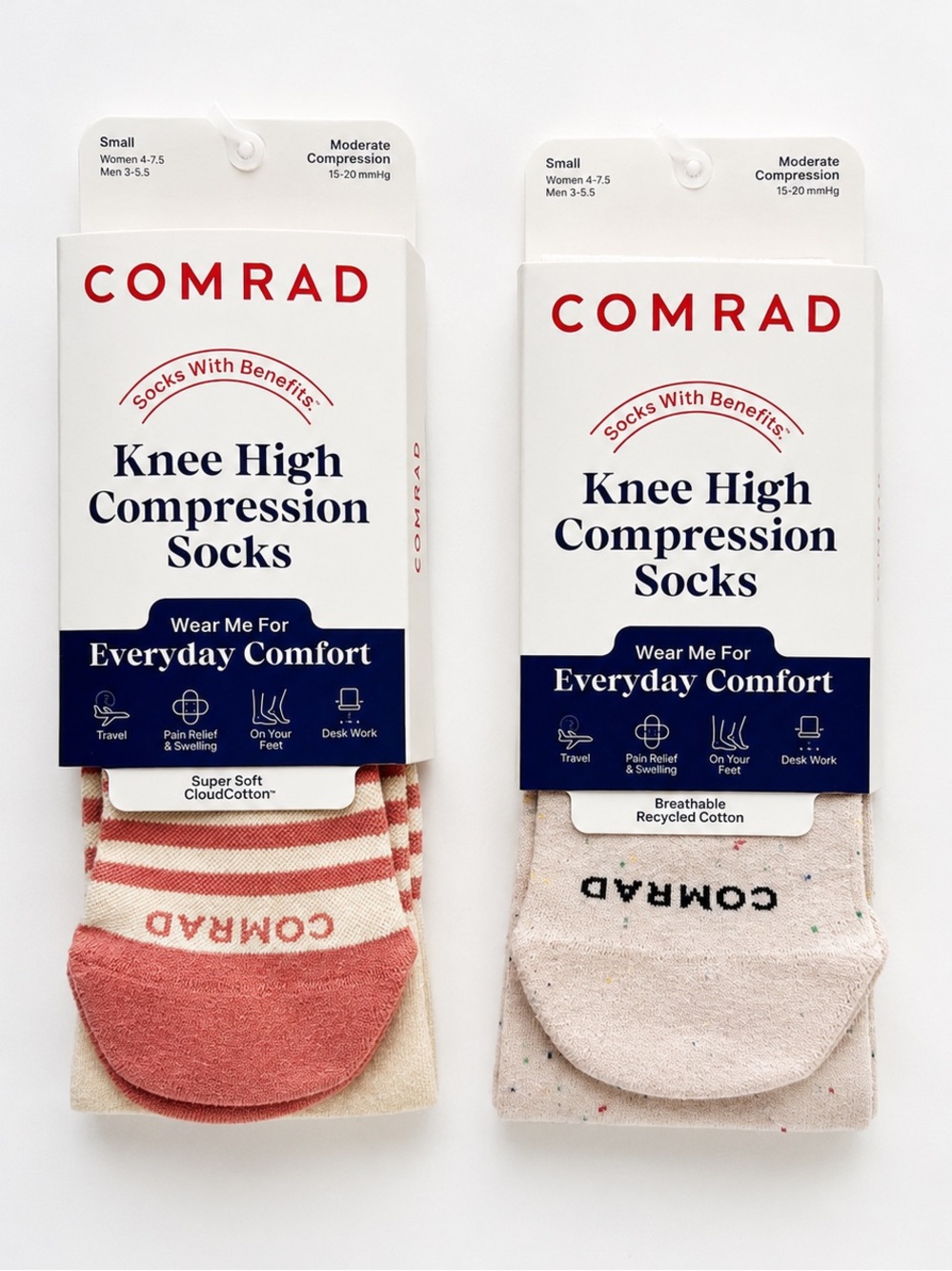 COMRAD Knee High Compression Socks 15-20mmHg Small Bundle NWT A